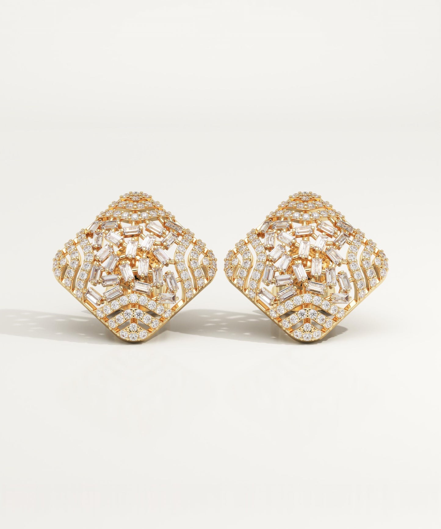 0.9 TCW Round & Baguette Lab-Grown Diamond Stud Earrings
