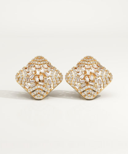 0.9 TCW Round & Baguette Lab-Grown Diamond Stud Earrings