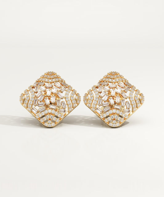 0.9 TCW Round & Baguette Lab-Grown Diamond Stud Earrings