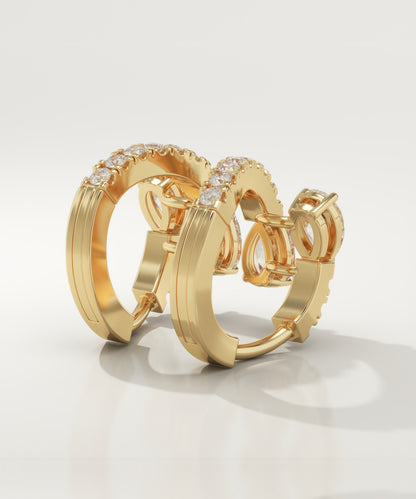 1.5 TCW Round & Pear Lab-Grown Diamond Hoop Earrings