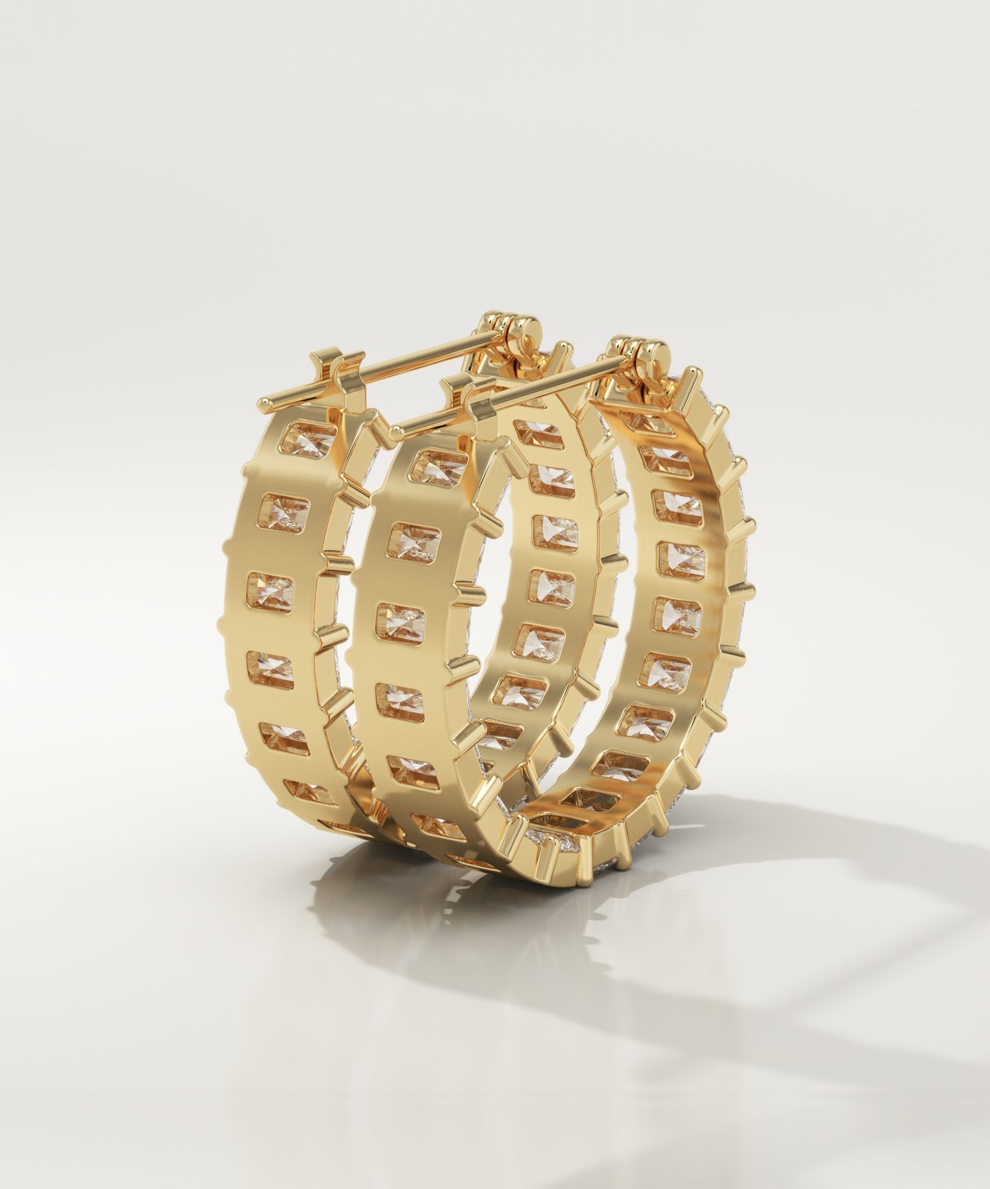 2 TCW Radiant Lab-Grown Diamond Hoop Earrings