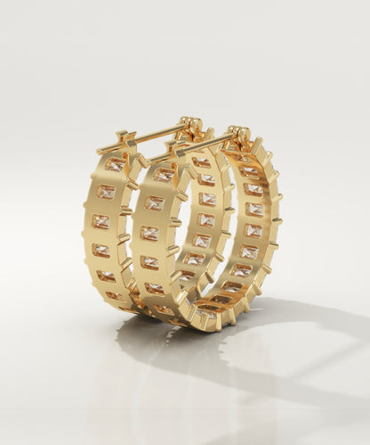 2 TCW Radiant Lab-Grown Diamond Hoop Earrings
