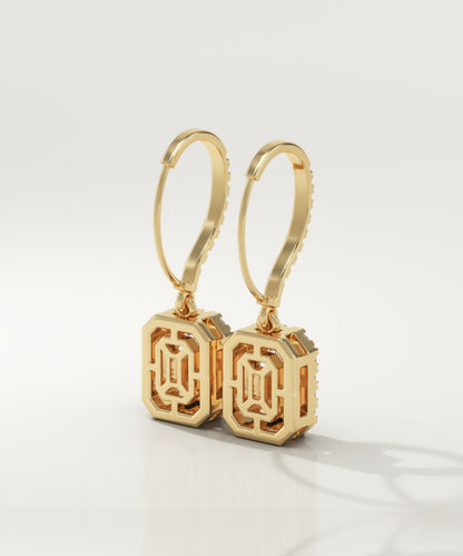 1 TCW Round & Emerald Lab-Grown Diamond Drop Earrings