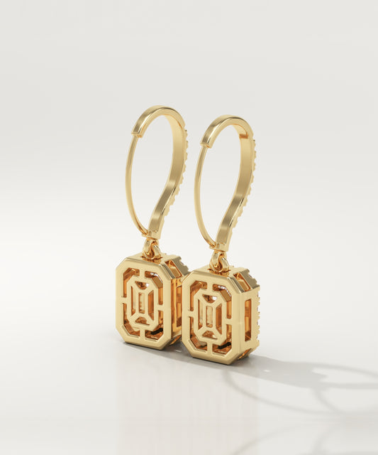 1 TCW Round & Emerald Lab-Grown Diamond Drop Earrings