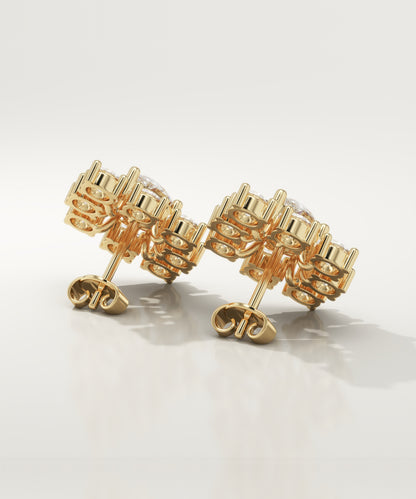 3 TCW Round & Pear Lab-Grown Diamond Stud Earrings