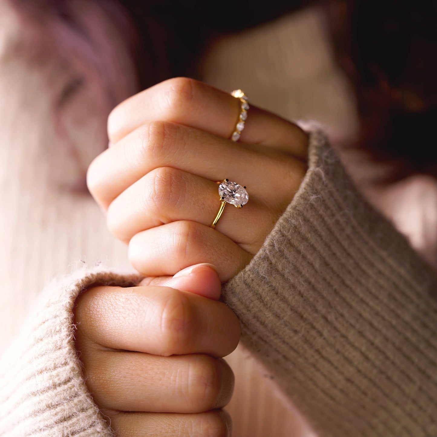 Oval Cut Solitaire Lab-Grown Diamond Engagement Ring