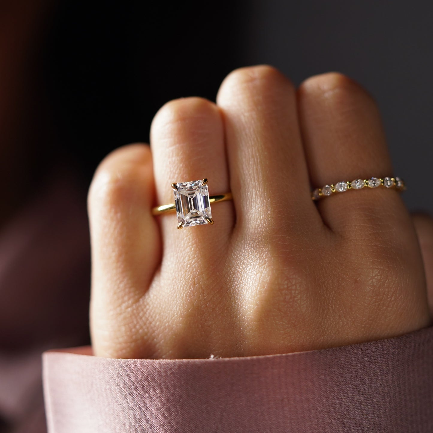 Emerald Cut Solitaire Lab-Grown Diamond Engagement Ring