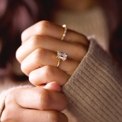 Emerald Cut Solitaire Lab-Grown Diamond Engagement Ring