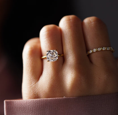 Cushion Cut Solitaire Lab-Grown Diamond Engagement Ring