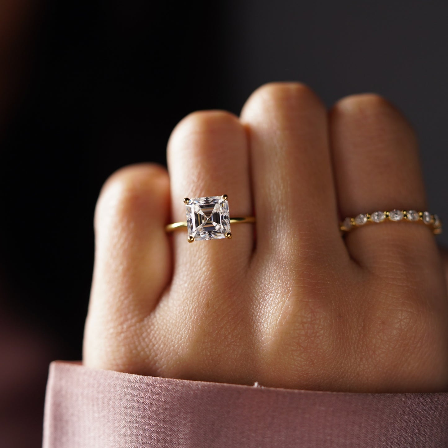 Asscher Cut Solitaire Lab-Grown Diamond Engagement Ring