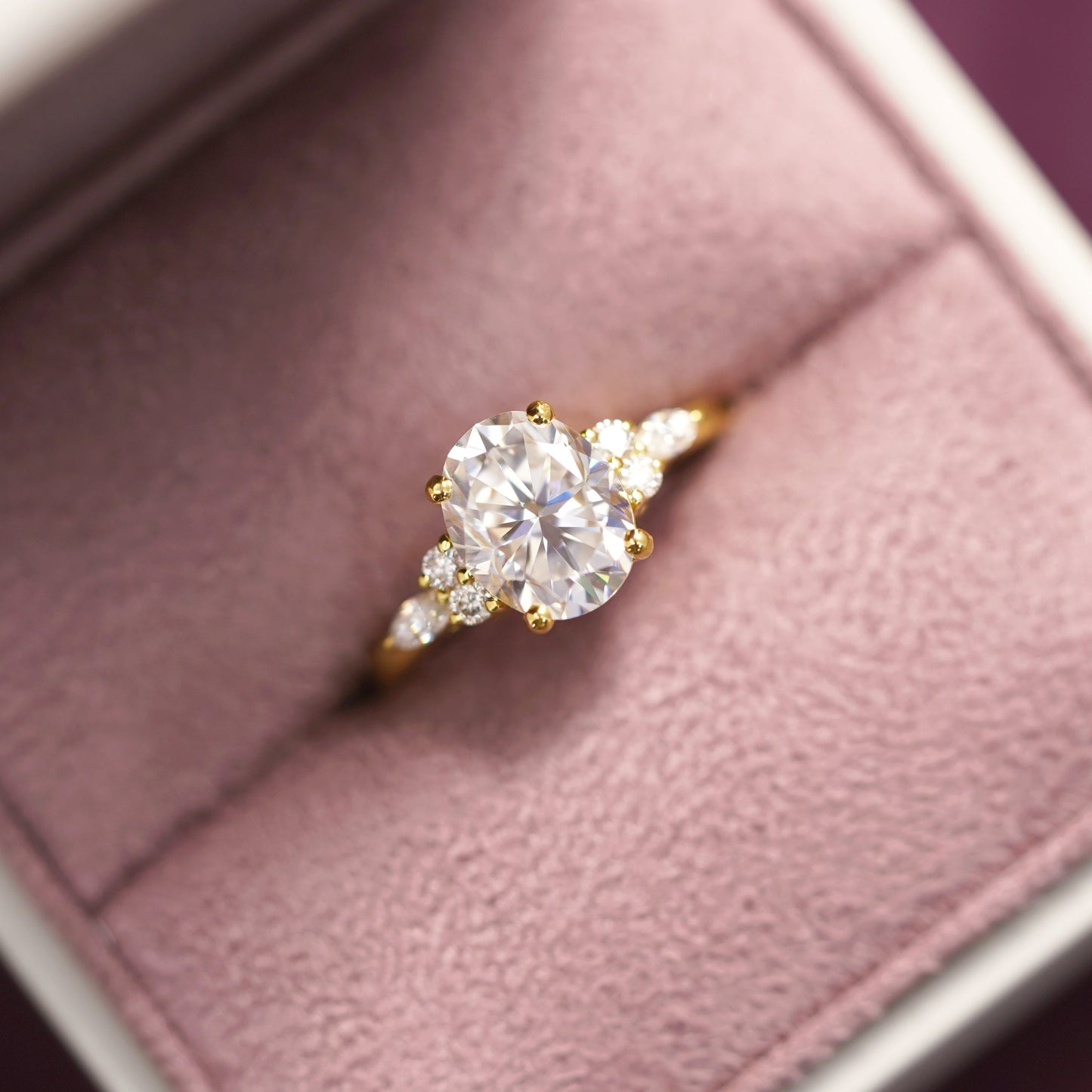 Oval Cut Cluster Lab-Grown Diamond Engagement Ring
