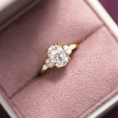 Oval Cut Cluster Lab-Grown Diamond Engagement Ring