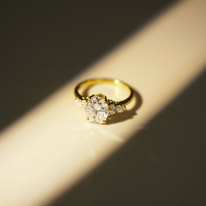 Oval Cut Cluster Lab-Grown Diamond Engagement Ring