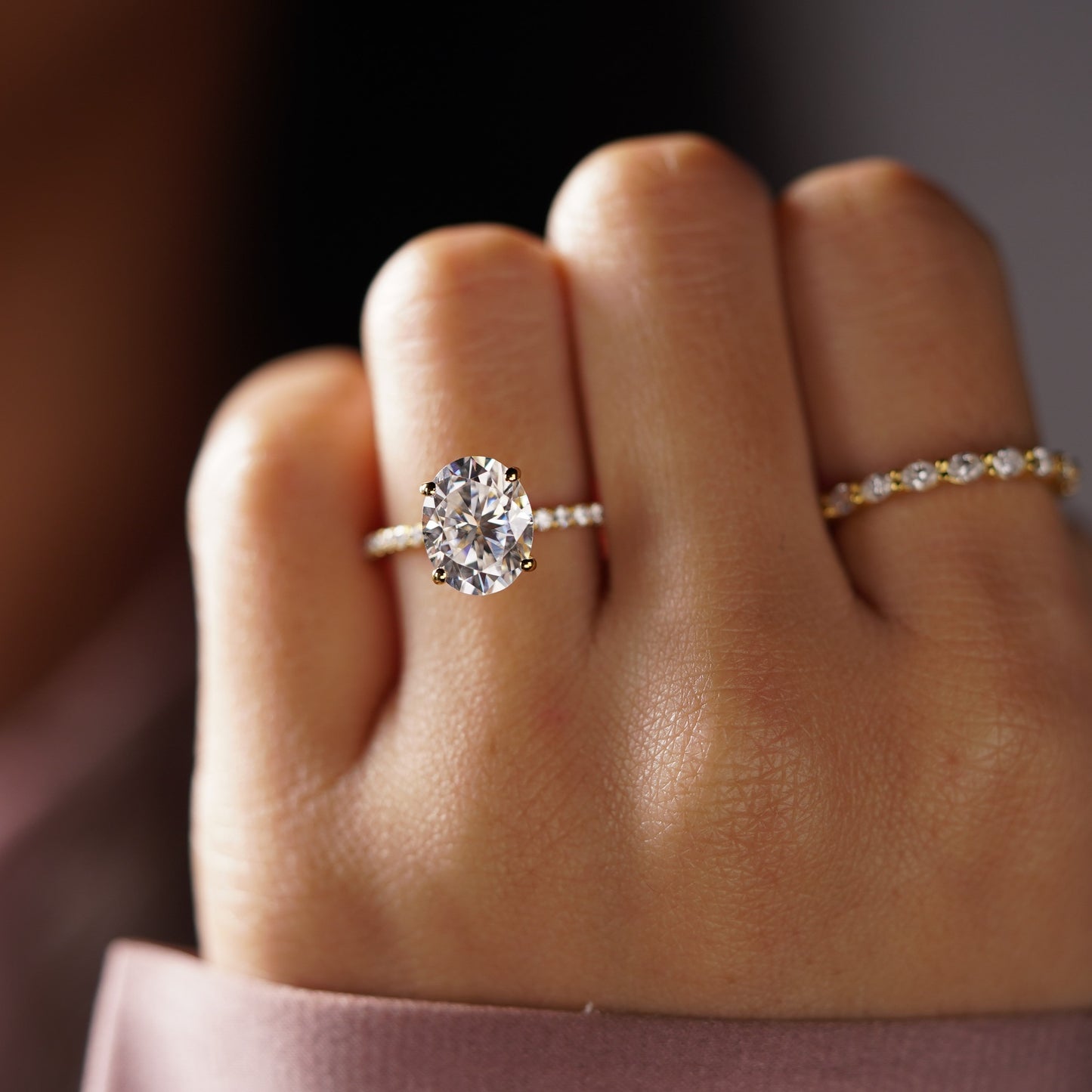 Oval Cut Pave Lab-Grown Diamond Engagement Ring