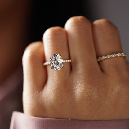 Oval Cut Pave Lab-Grown Diamond Engagement Ring