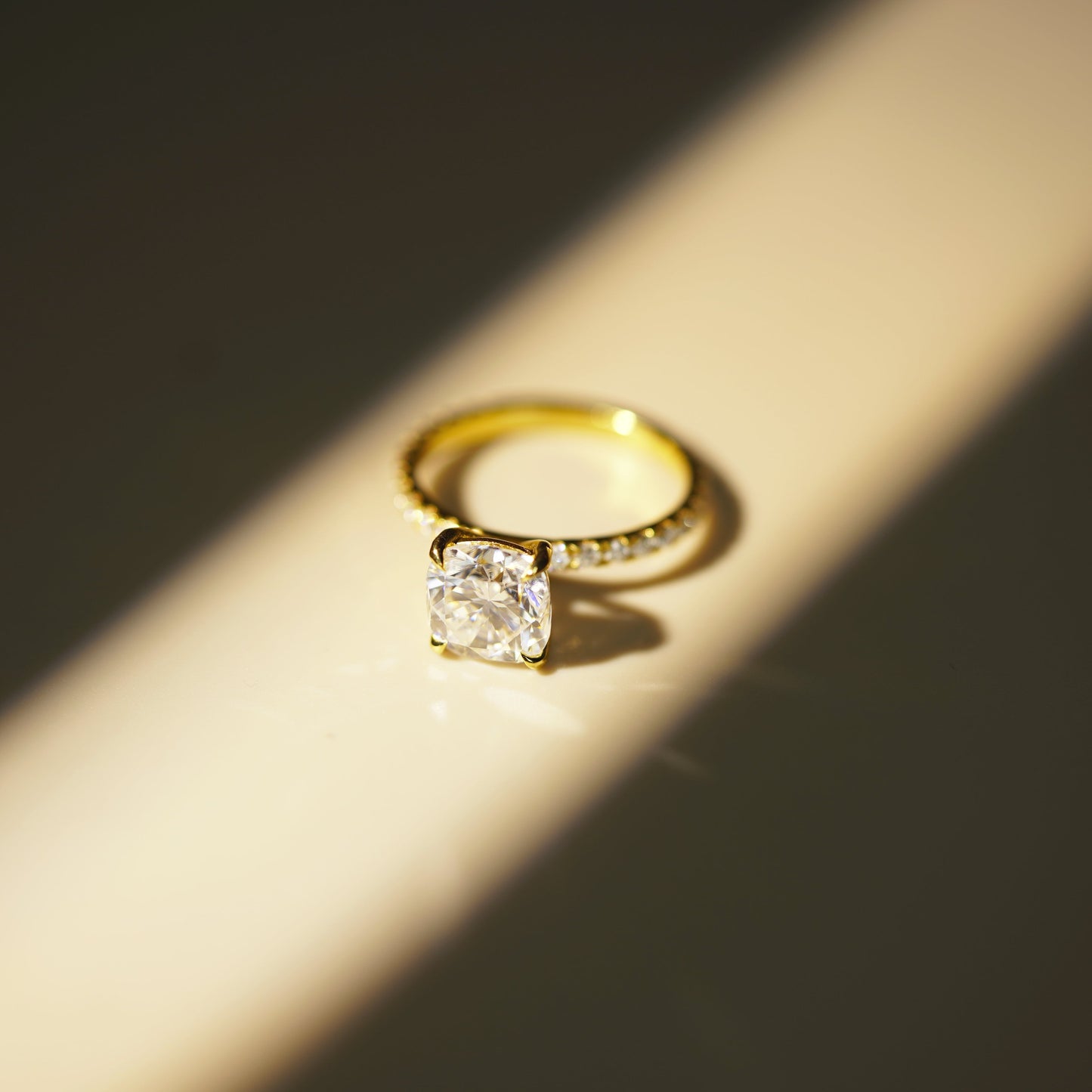 Cushion Cut Pave Lab-Grown Diamond Engagement Ring