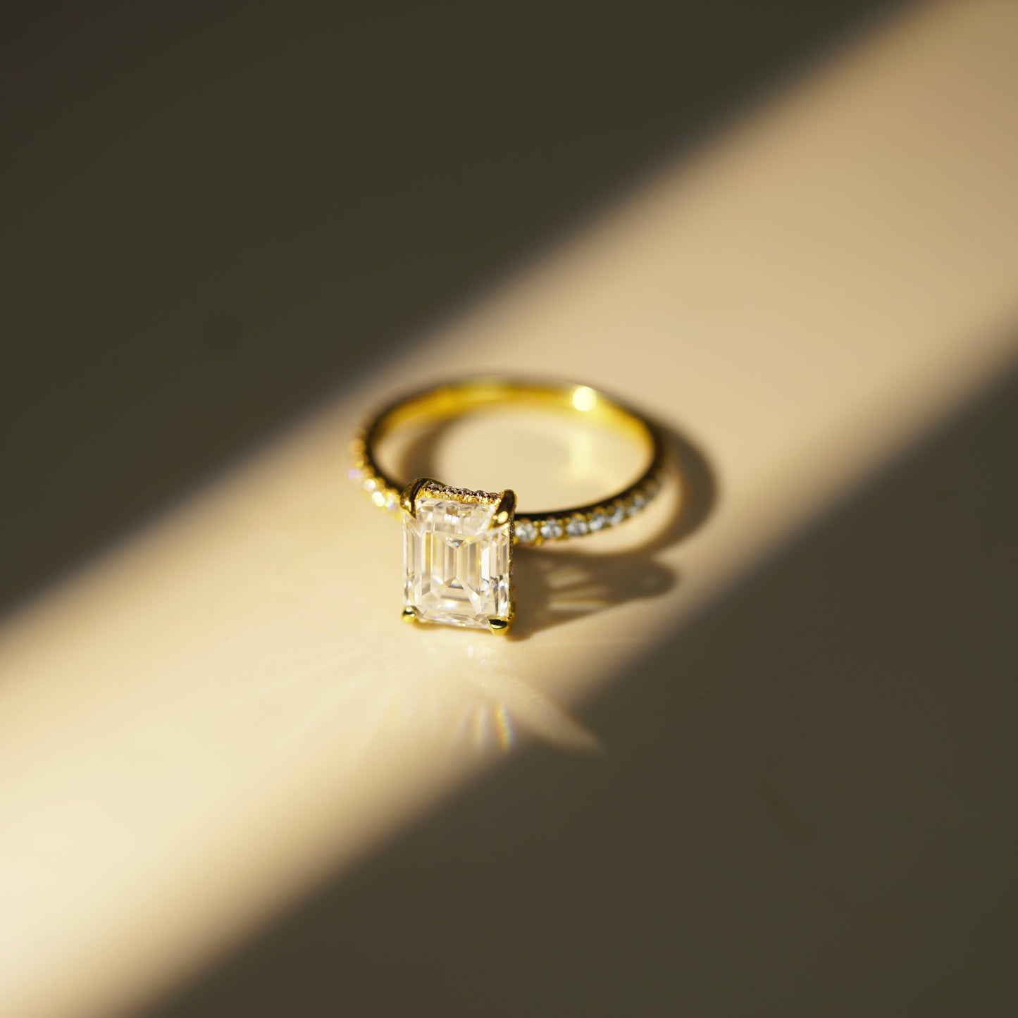 Emerald Cut Pave Lab-Grown Diamond Engagement Ring