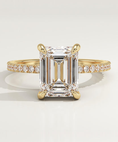 Emerald Cut Pave Lab-Grown Diamond Engagement Ring