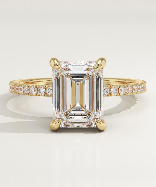 Emerald Cut Pave Lab-Grown Diamond Engagement Ring