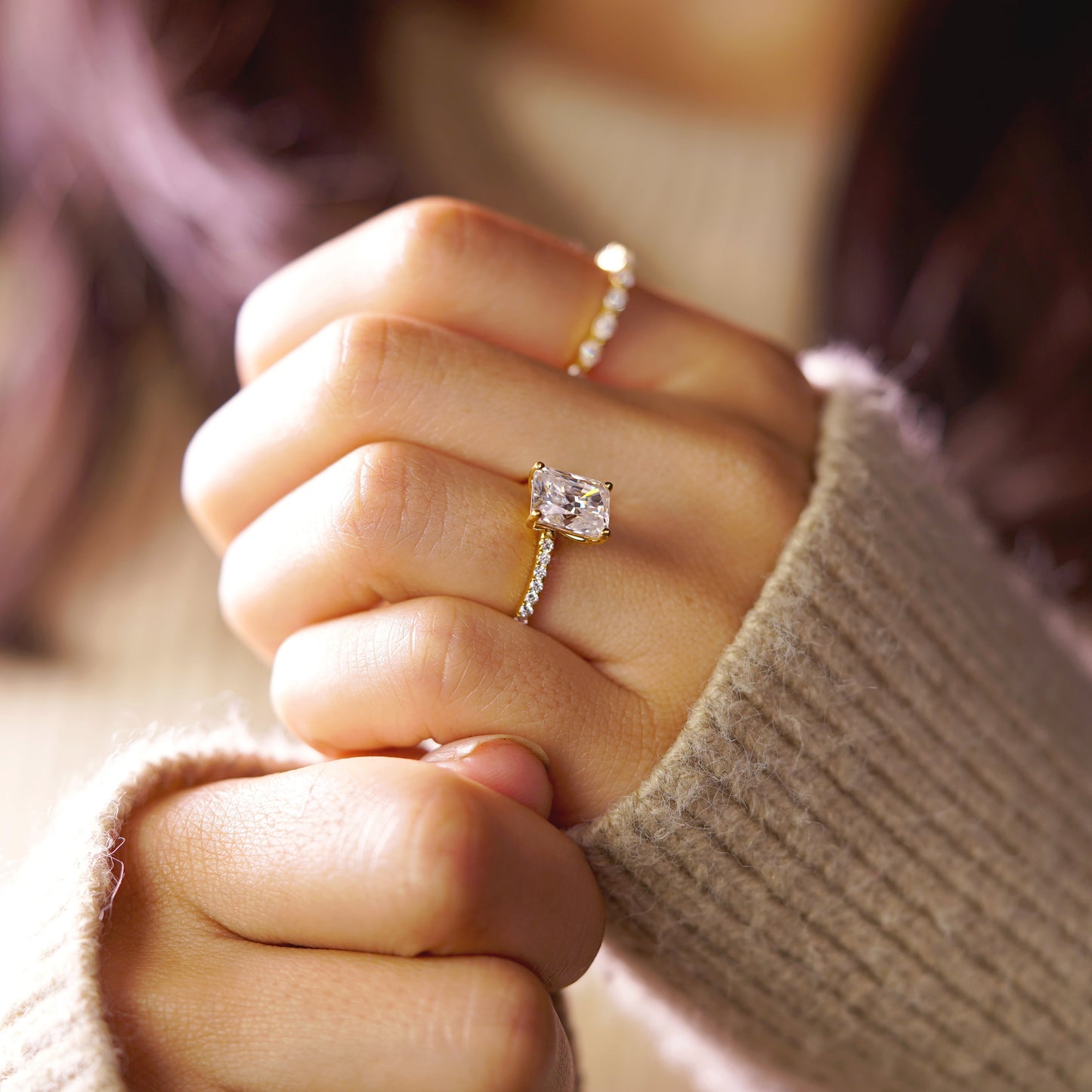 Radiant Cut Pave Lab-Grown Diamond Engagement Ring