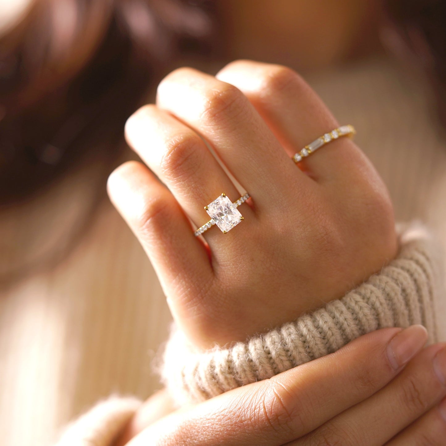 Radiant Cut Pave Lab-Grown Diamond Engagement Ring