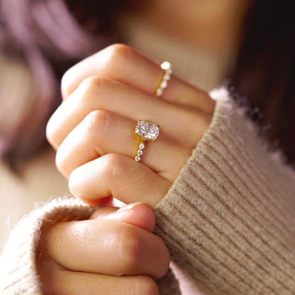 Elongated Cushion Cut Pave Lab-Grown Diamond Engagement Ring