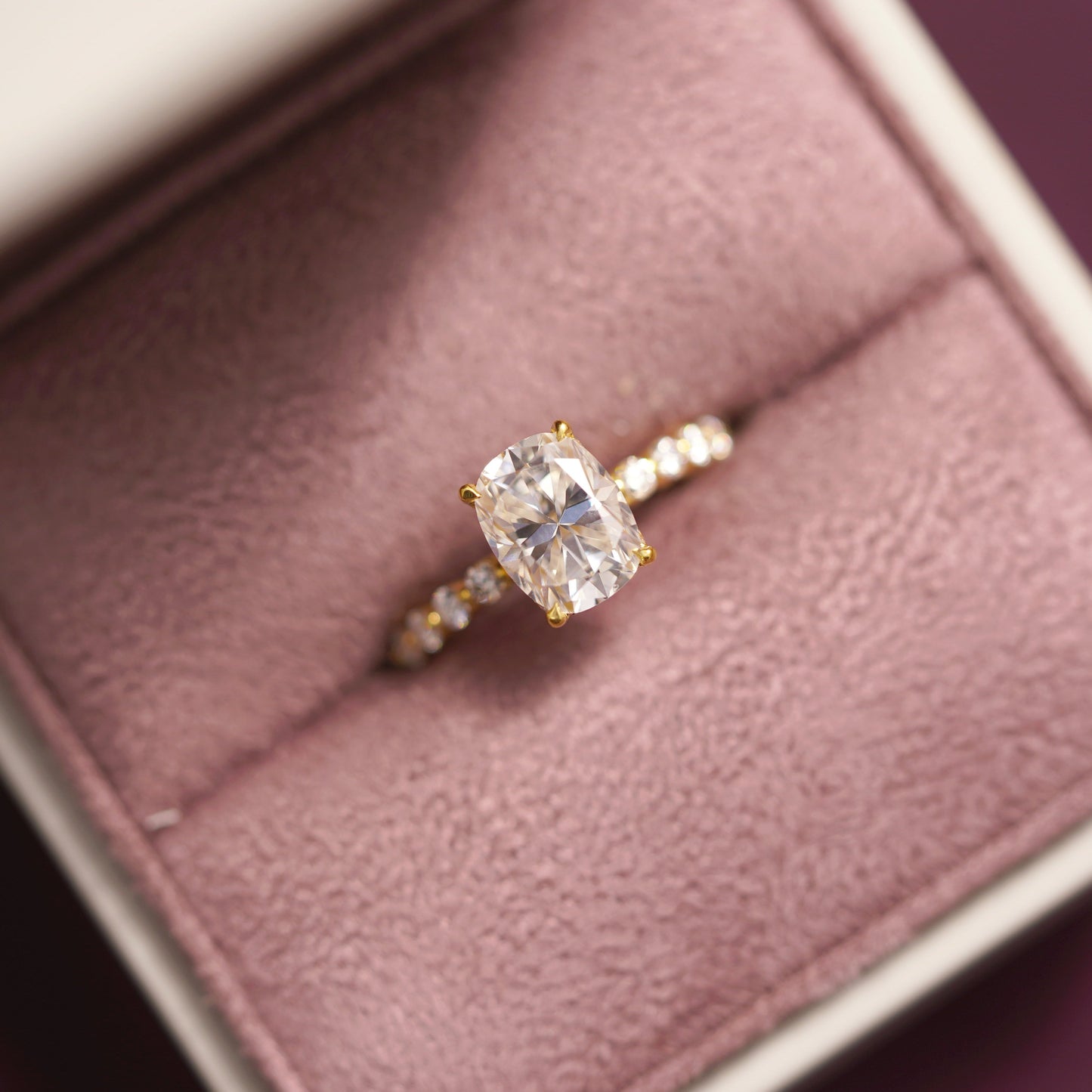 Elongated Cushion Cut Pave Lab-Grown Diamond Engagement Ring