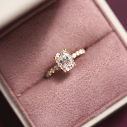 Elongated Cushion Cut Pave Lab-Grown Diamond Engagement Ring