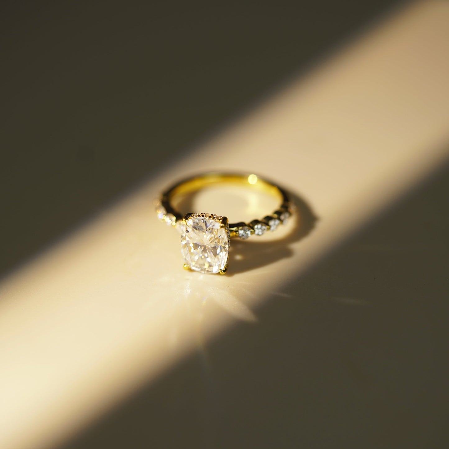 Elongated Cushion Cut Pave Lab-Grown Diamond Engagement Ring