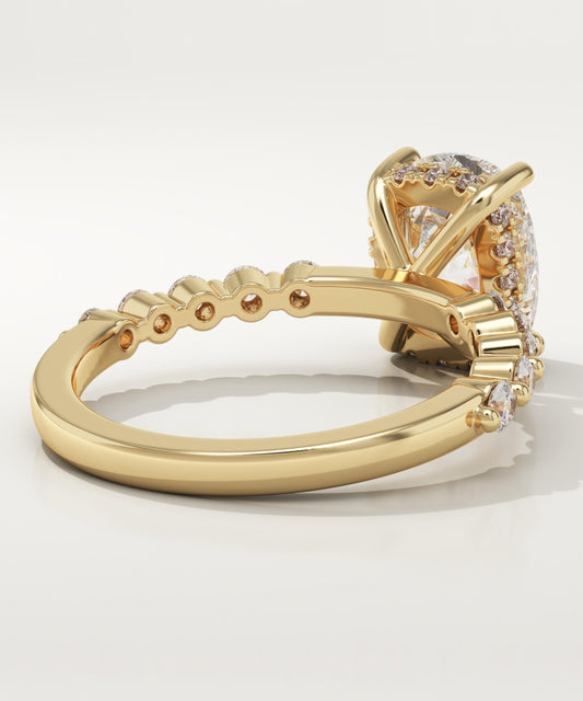 Elongated Cushion Cut Pave Lab-Grown Diamond Engagement Ring