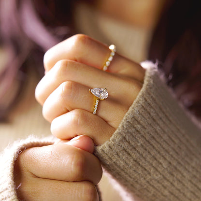 Pear Cut Pave Lab-Grown Diamond Engagement Ring