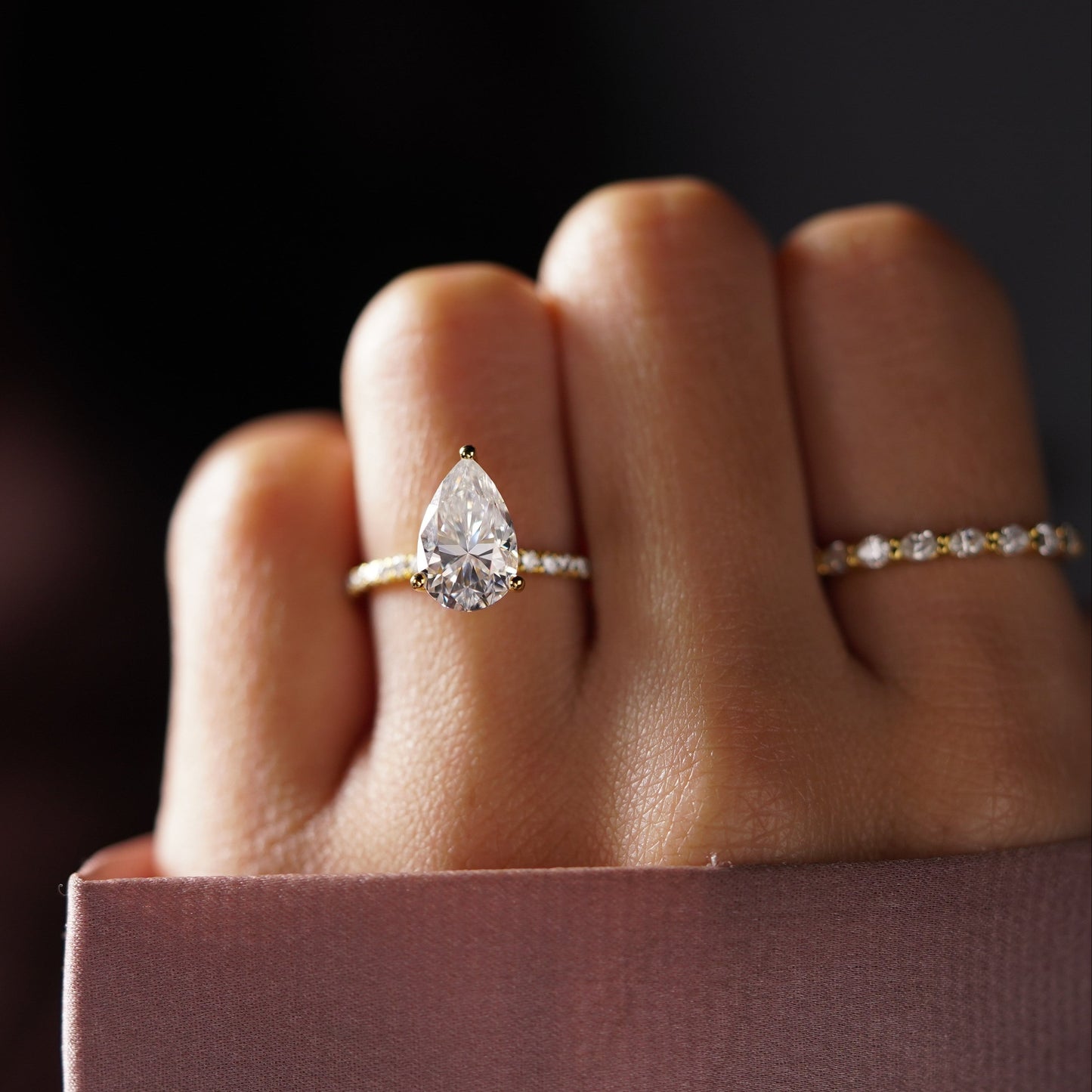 Pear Cut Pave Lab-Grown Diamond Engagement Ring