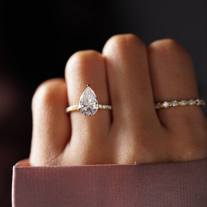 Pear Cut Pave Lab-Grown Diamond Engagement Ring