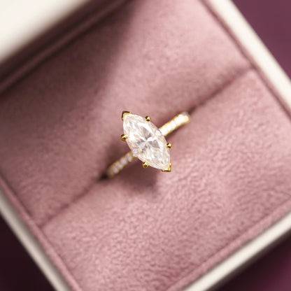Marquise Cut Pave Lab-Grown Diamond Engagement Ring
