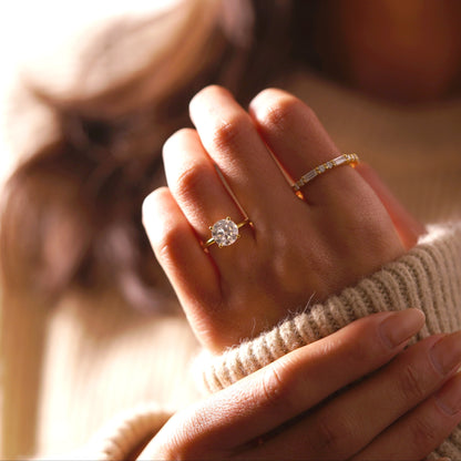 Round Cut Hidden Halo Lab-Grown Diamond Engagement Ring