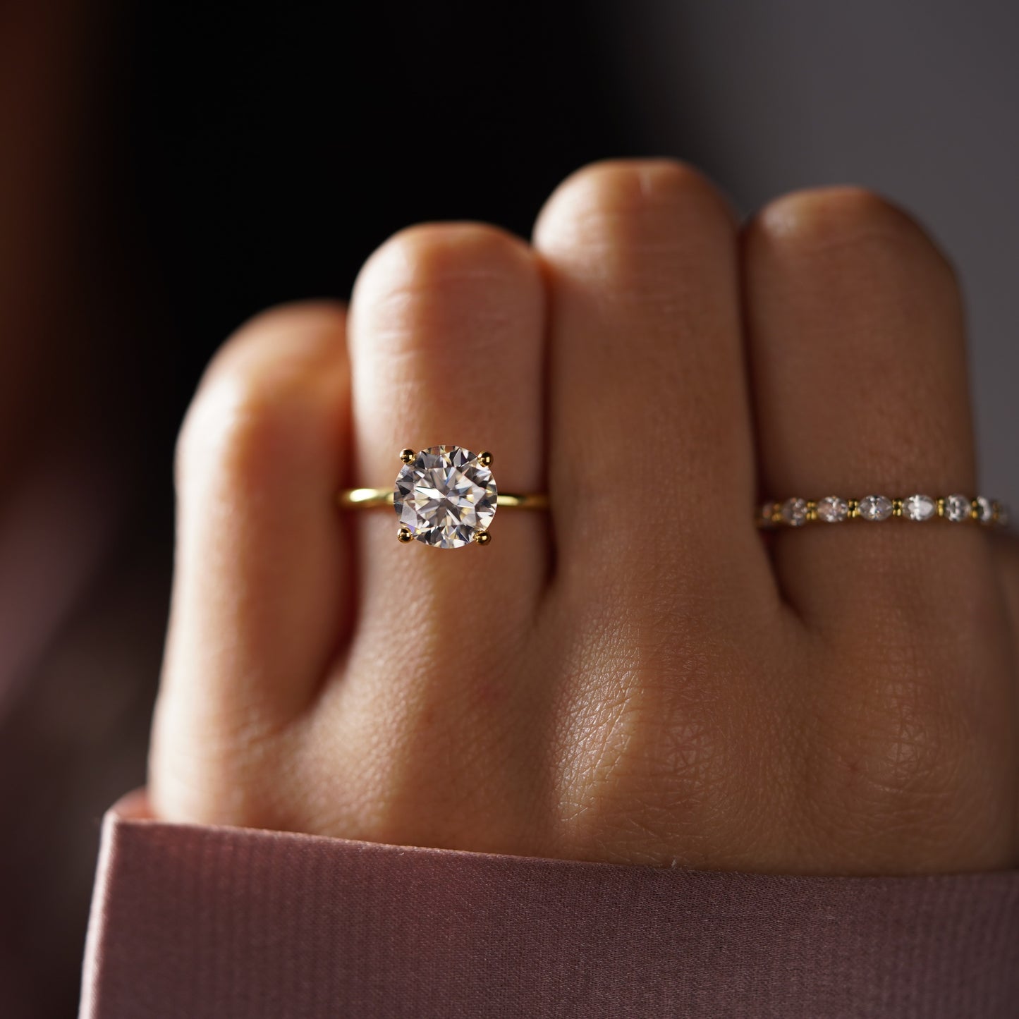 Round Cut Hidden Halo Lab-Grown Diamond Engagement Ring