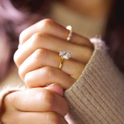 Oval Cut Hidden Halo Lab-Grown Diamond Engagement Ring