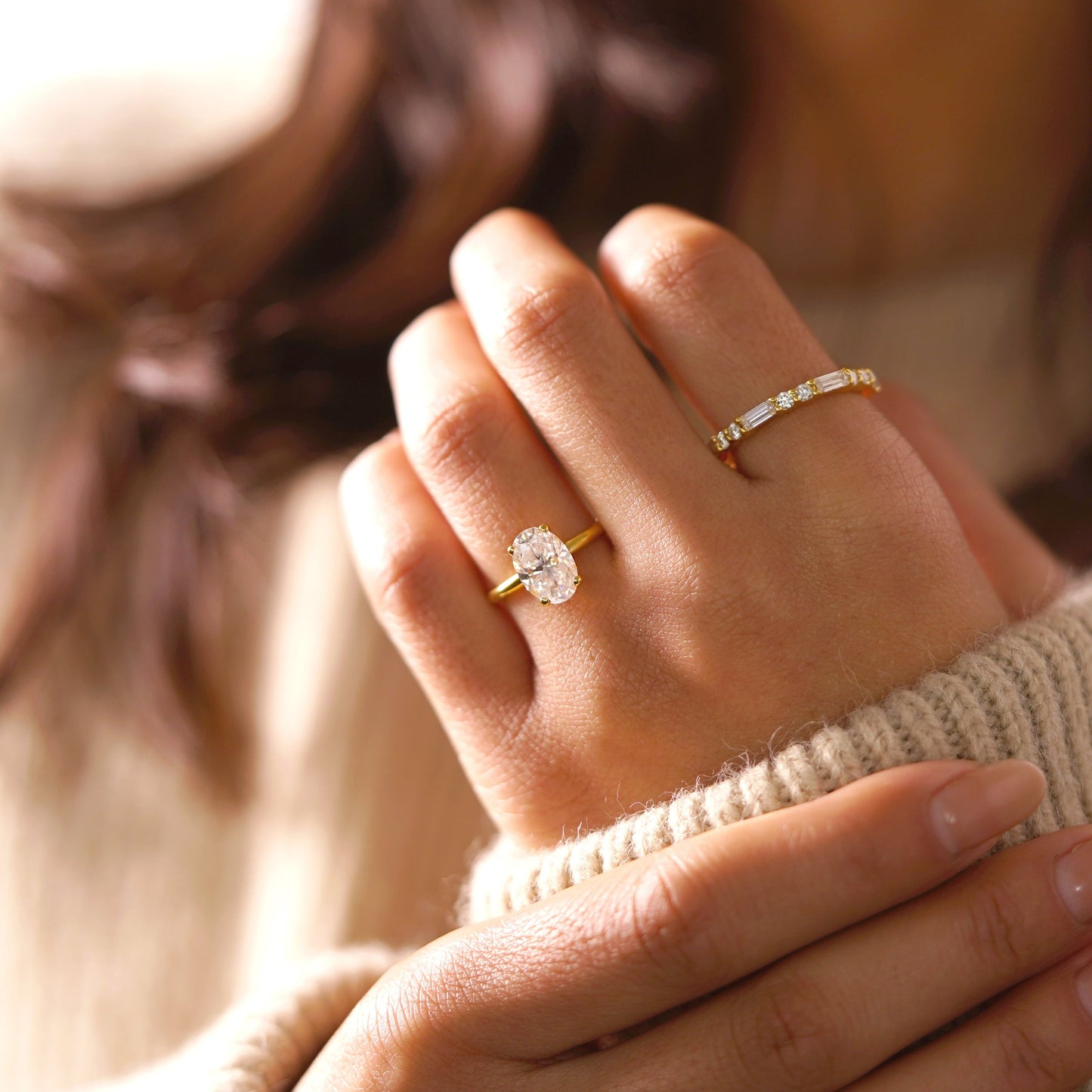 Oval Cut Hidden Halo Lab-Grown Diamond Engagement Ring