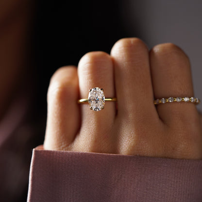 Oval Cut Hidden Halo Lab-Grown Diamond Engagement Ring