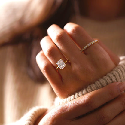 Emerald Cut Hidden Halo Lab-Grown Diamond Engagement Ring