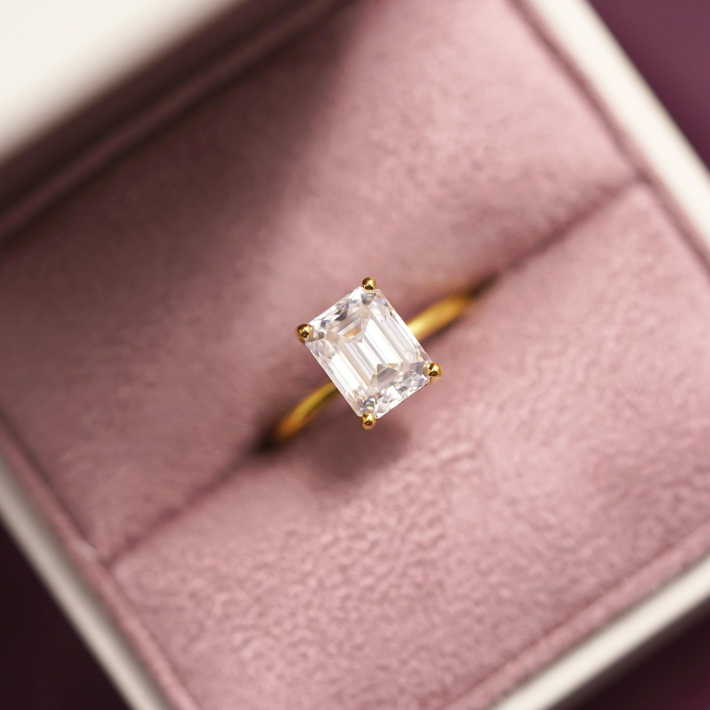Emerald Cut Hidden Halo Lab-Grown Diamond Engagement Ring