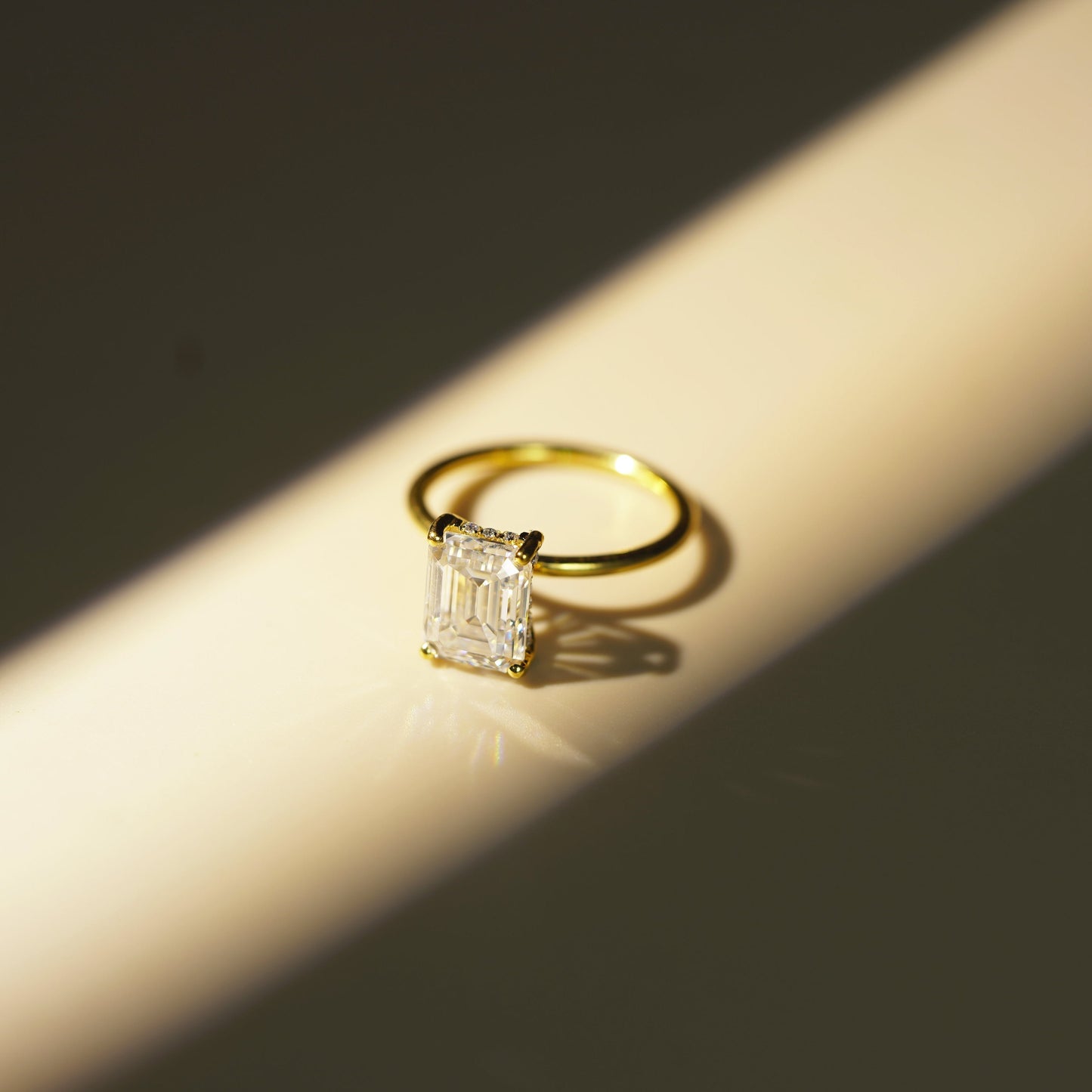 Emerald Cut Hidden Halo Lab-Grown Diamond Engagement Ring