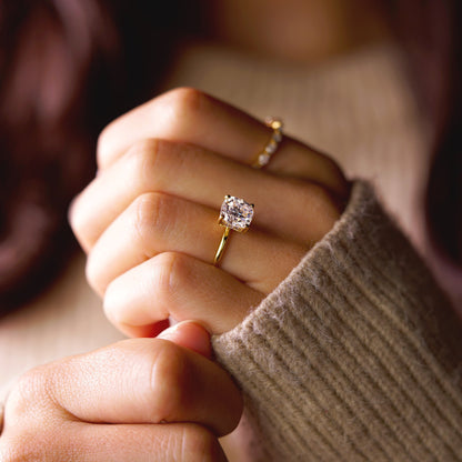 Cushion Cut Hidden Halo Lab-Grown Diamond Engagement Ring