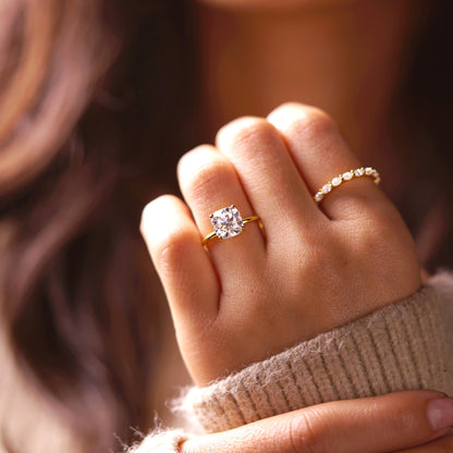 Cushion Cut Hidden Halo Lab-Grown Diamond Engagement Ring
