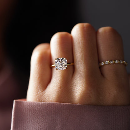 Cushion Cut Hidden Halo Lab-Grown Diamond Engagement Ring