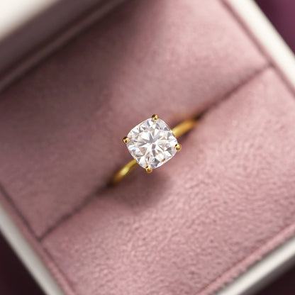 Cushion Cut Hidden Halo Lab-Grown Diamond Engagement Ring