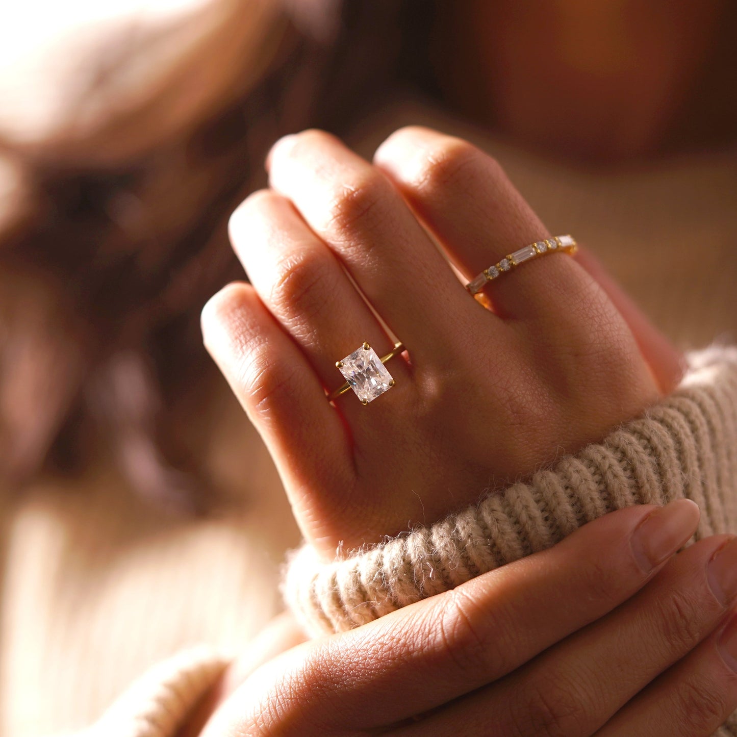 Radiant Cut Hidden Halo Lab-Grown Diamond Engagement Ring