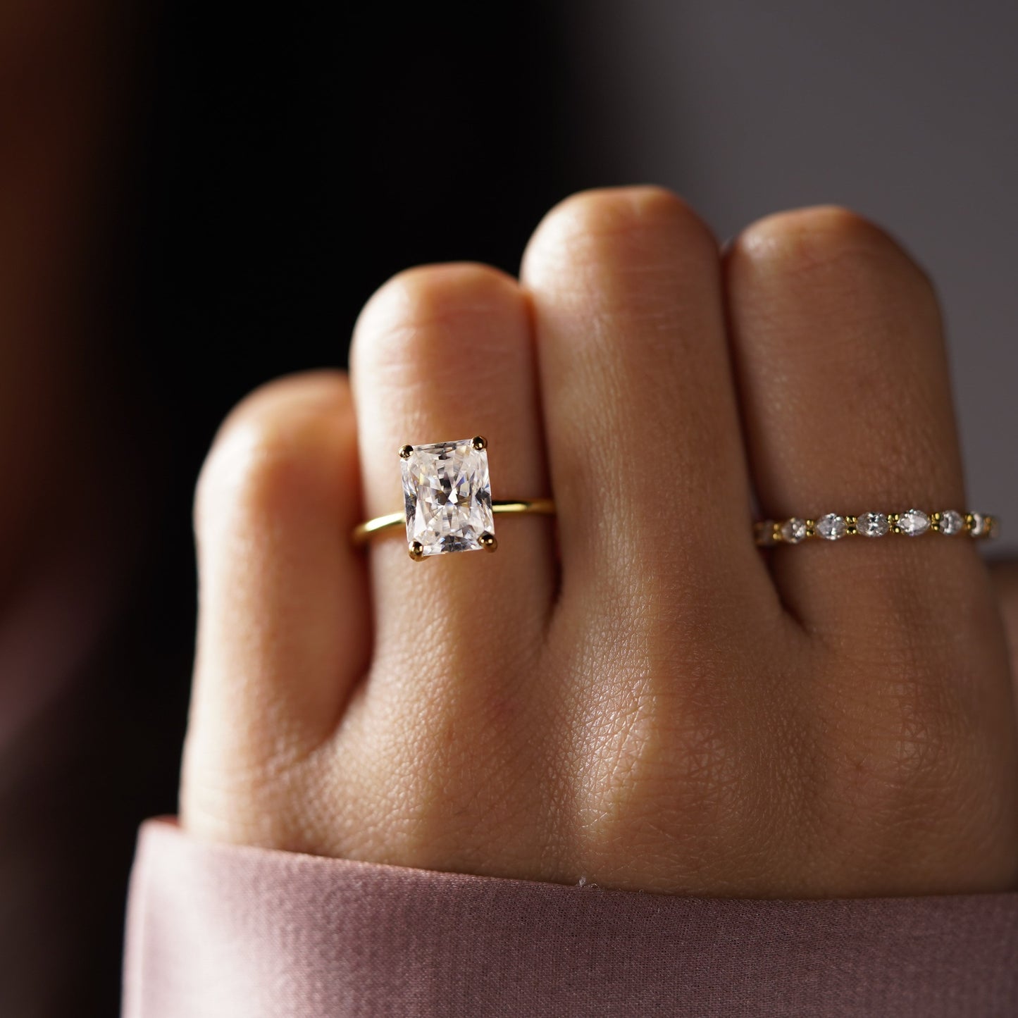 Radiant Cut Hidden Halo Lab-Grown Diamond Engagement Ring