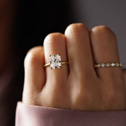 Radiant Cut Hidden Halo Lab-Grown Diamond Engagement Ring