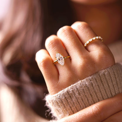 Marquise Cut Hidden Halo Lab-Grown Diamond Engagement Ring